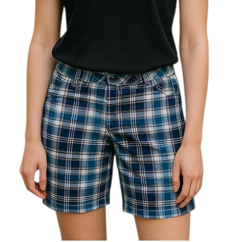 SO Blue Plaid Bermuda Shorts